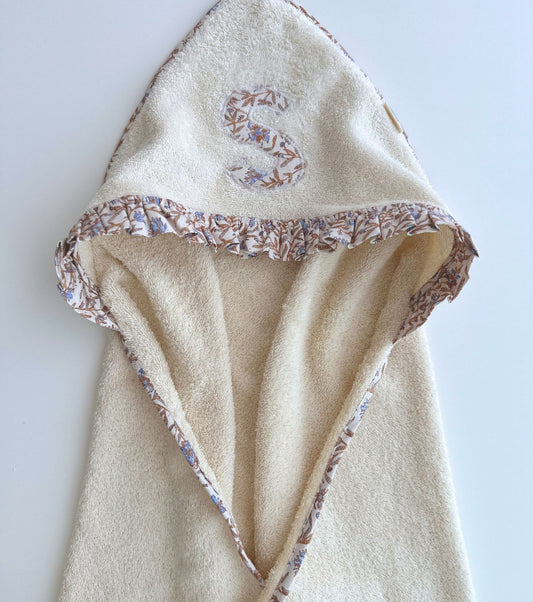 Toalla Capa Personalizada | Raíz | Flores ocre y azul