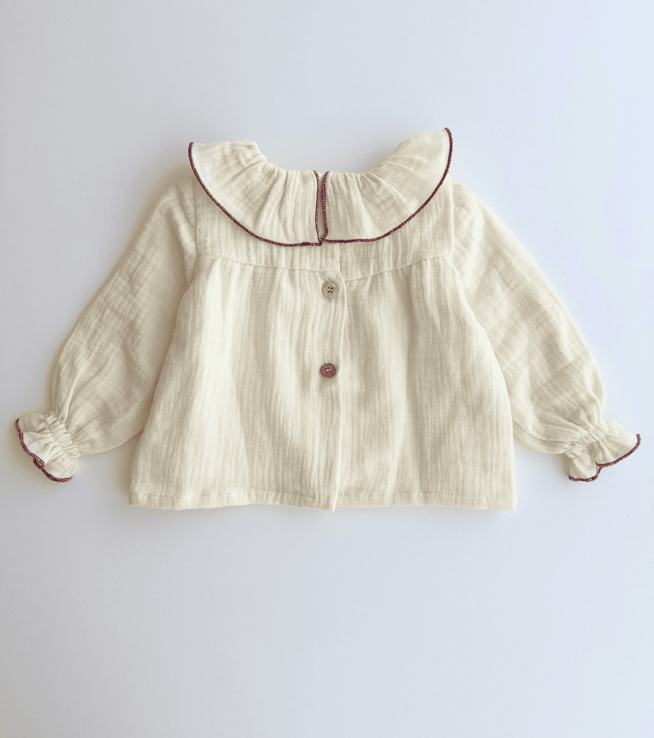 Blusa volantes bebé | Savia | Ecru Burdeos