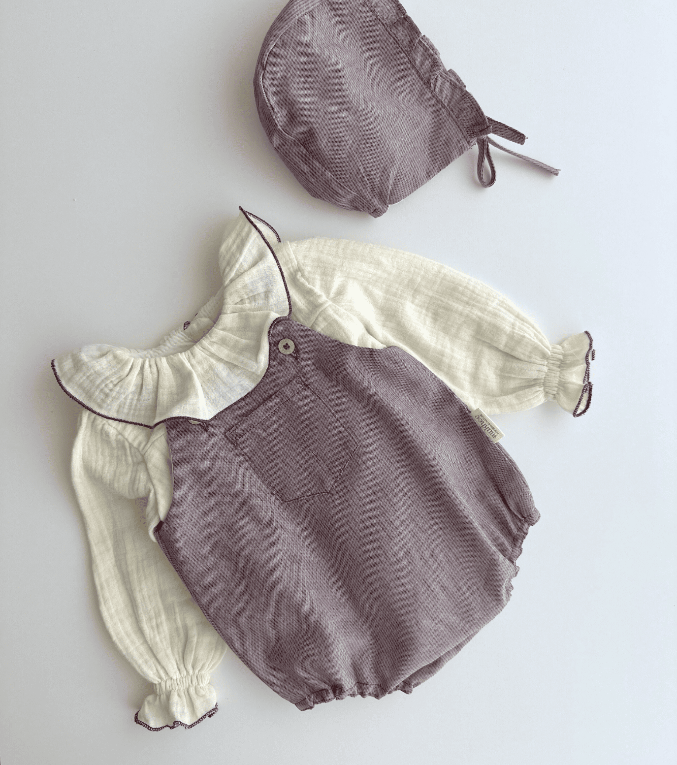 Blusa volantes bebé | Savia | Ecru Burdeos