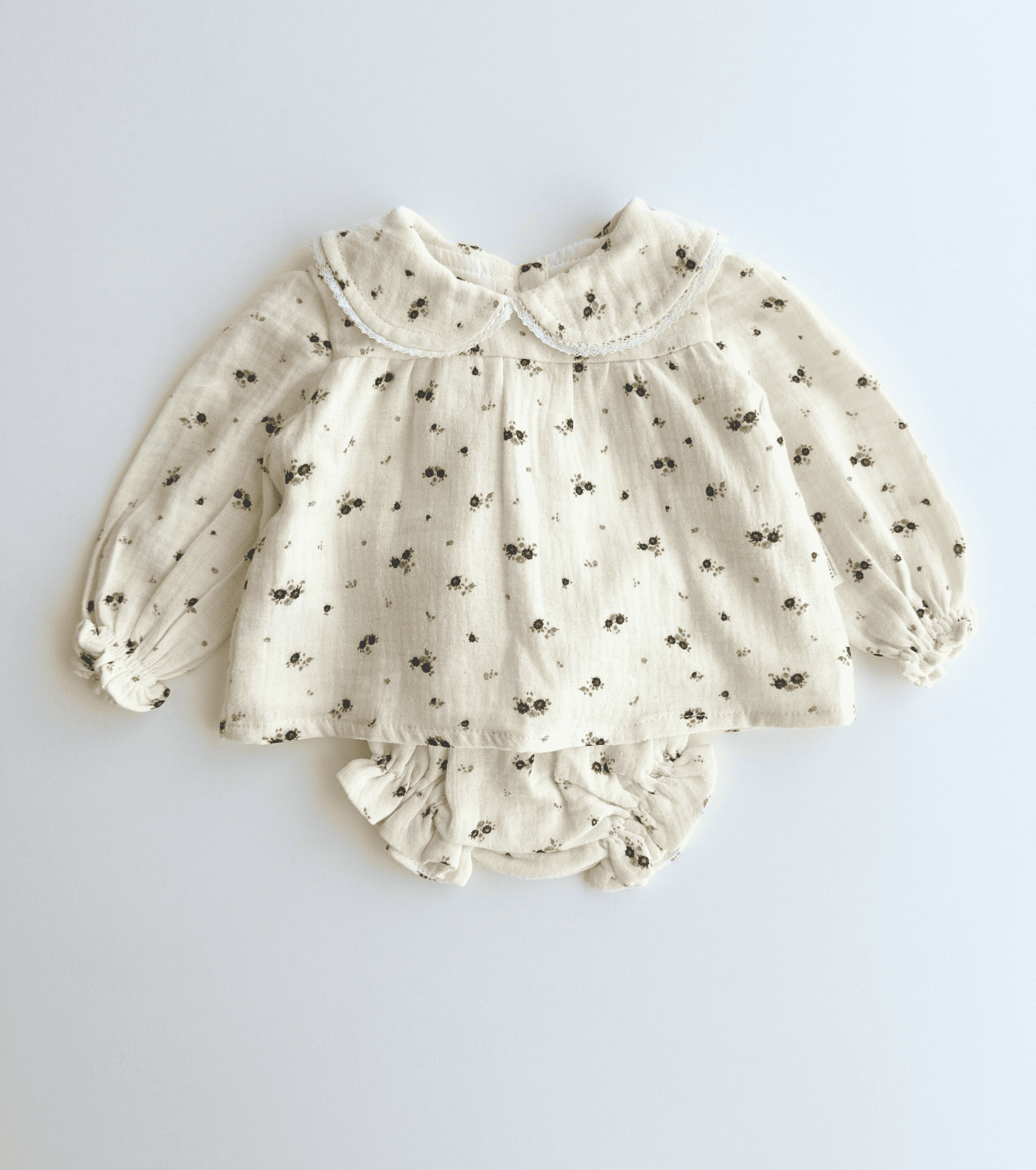 Conjunto blusa y culetín | Bruma | Mini flor ceniza