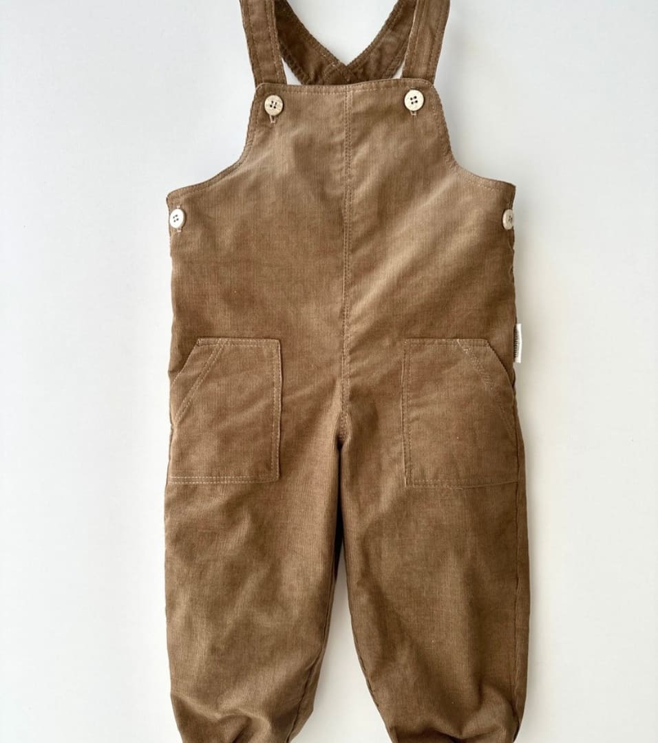 Organic cotton corduroy dungarees | Cinnamon | Brown
