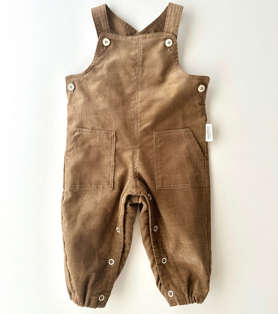 Organic cotton corduroy dungarees | Cinnamon | Brown