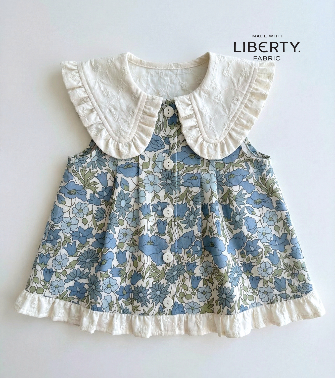 Short volanté | Myosotis | Voile brodé blanc