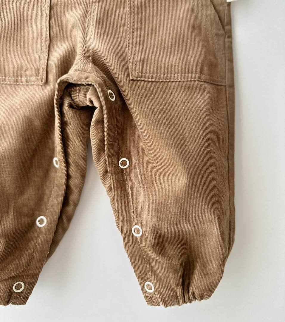 Organic cotton corduroy dungarees | Cinnamon | Brown