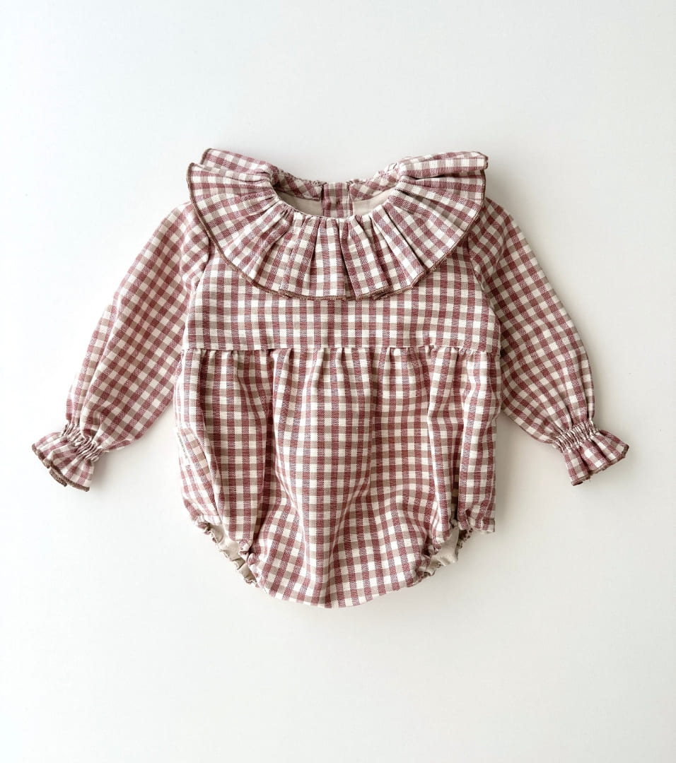 Organic cotton gingham romper | Cinnamon | Cinnamon Vichy