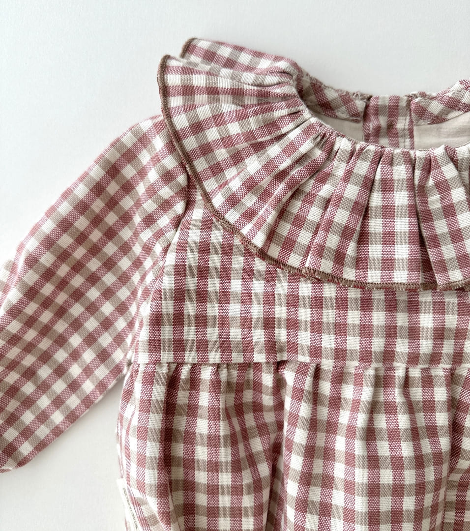 Organic cotton gingham romper | Cinnamon | Cinnamon Vichy