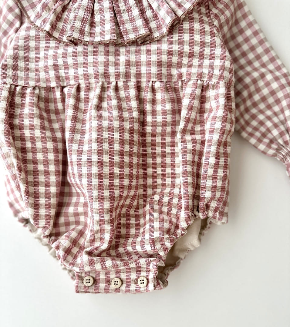 Organic cotton gingham romper | Cinnamon | Cinnamon Vichy