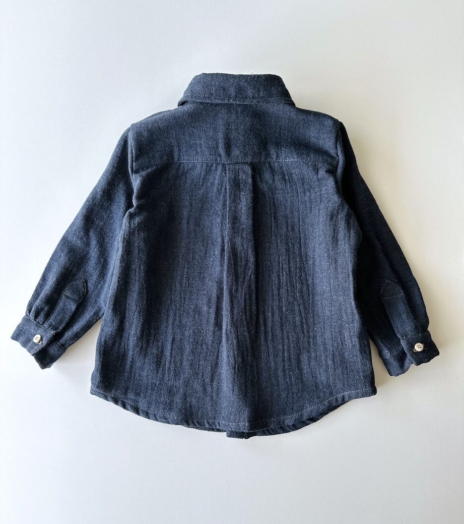 Organic cotton muslin shirt | Blueberries | Navy Ecru