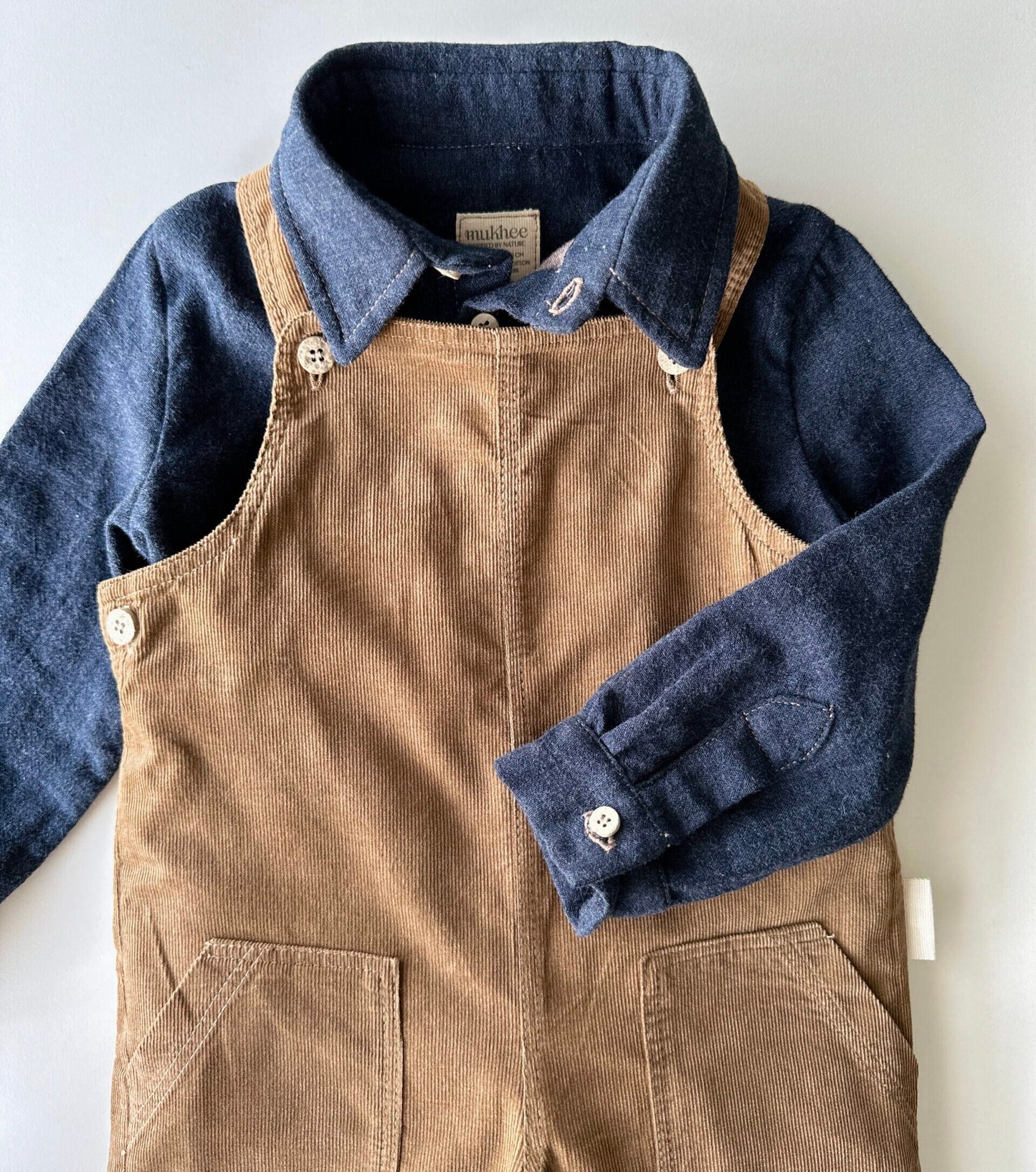 Organic cotton muslin shirt | Blueberries | Navy Ecru