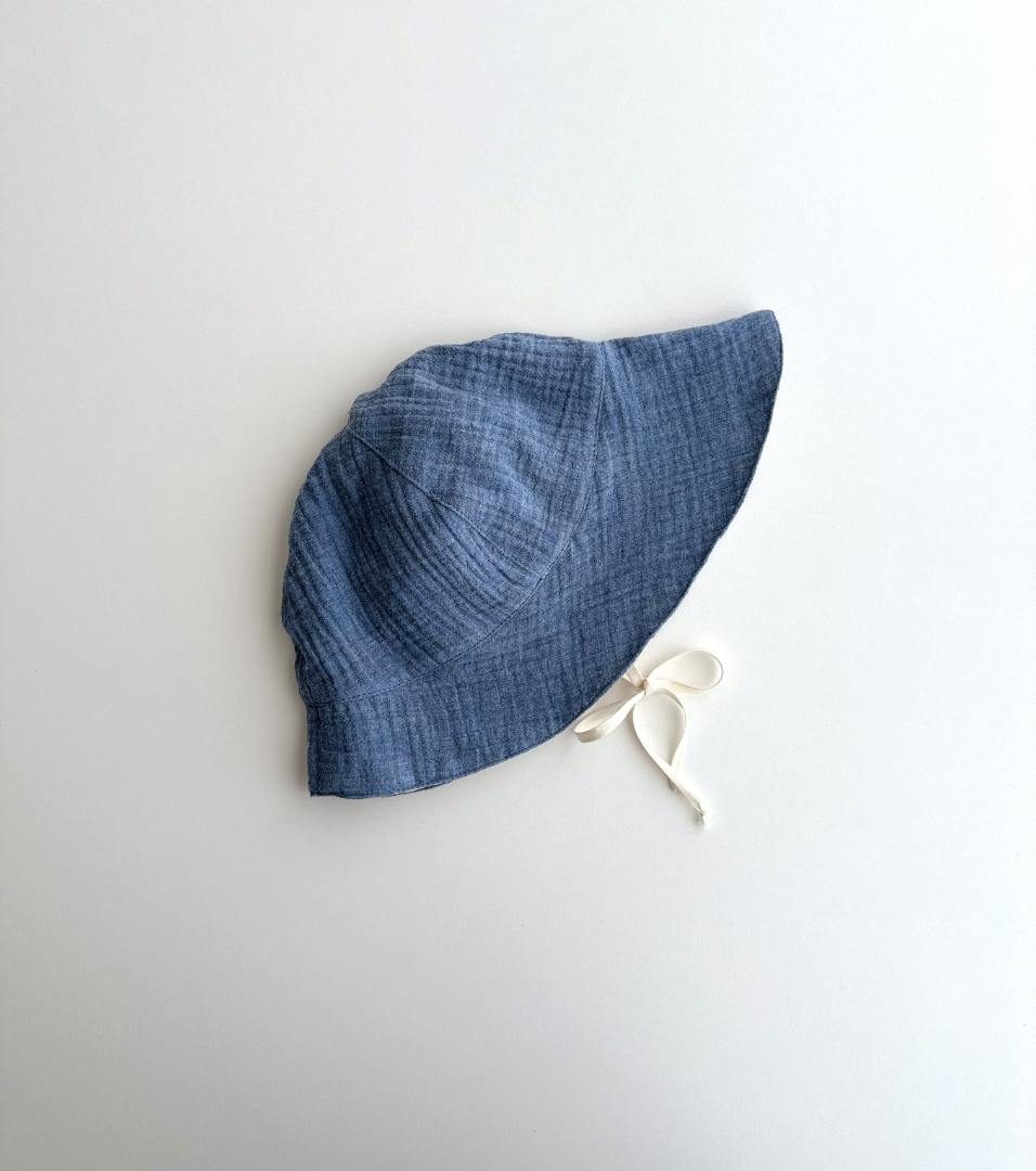 Sombrero ala en muselina de algodón orgánico | Índigo | Azul