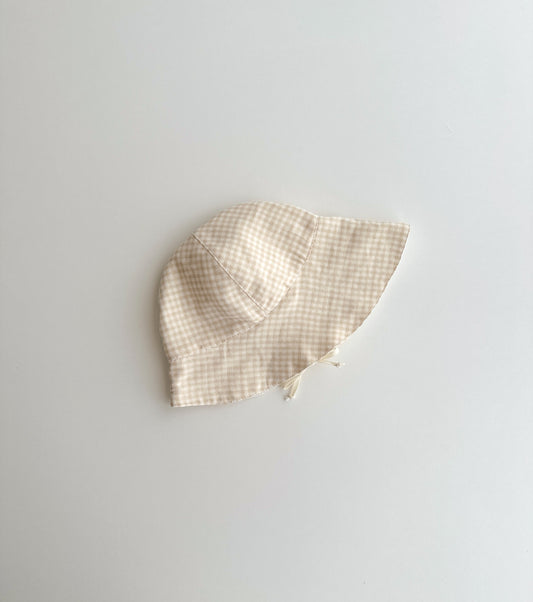 Sombrero ala en muselina de algodón orgánico | Caléndula | Vichy