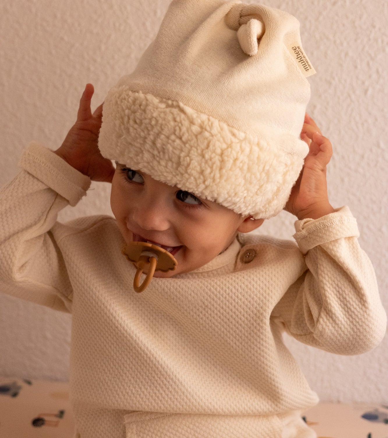 Organic cotton terry cloth and shearling hat | Camelia