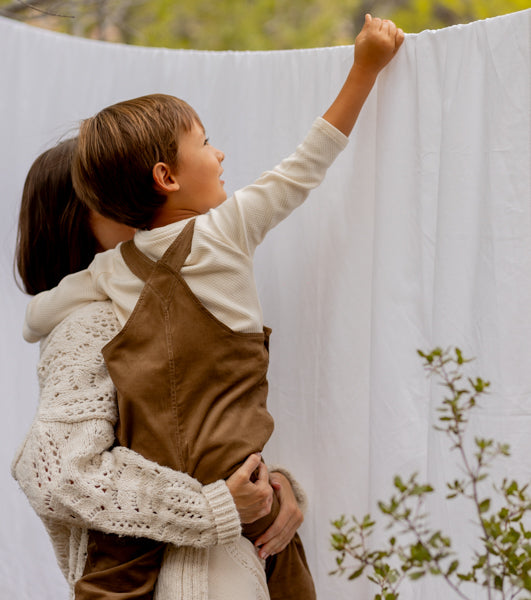 Organic cotton corduroy dungarees | Cinnamon | Brown