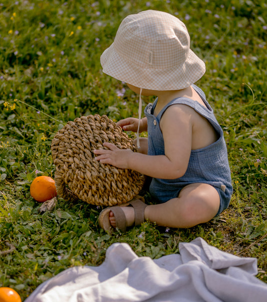 Gorro en muselina de algodón orgánico | Caléndula | Vichy