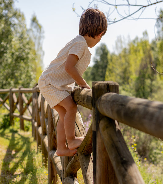 Bermuda en muselina de algodón orgánico | Caléndula | Vichy