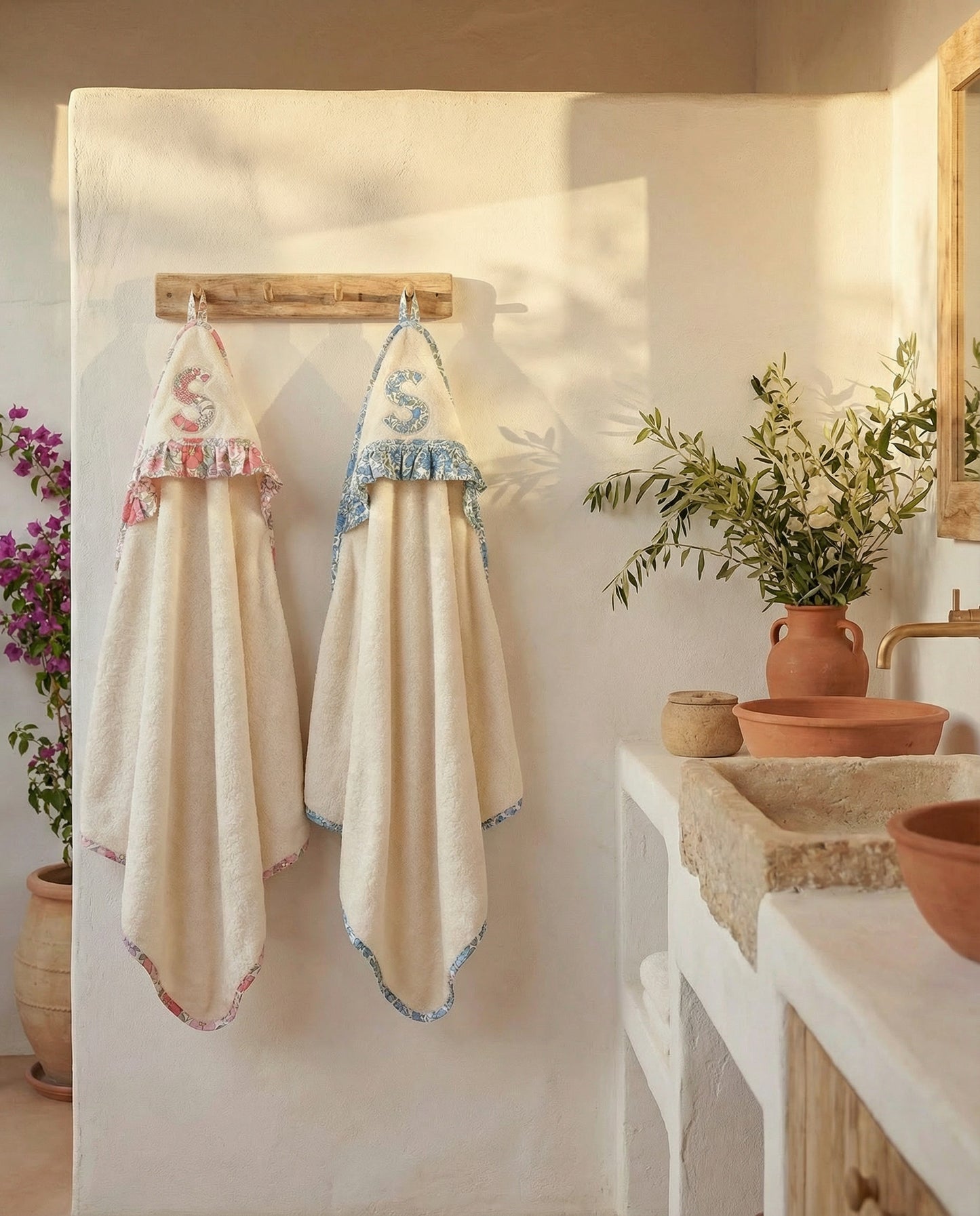 Toalla Capa Personalizada | Nomeolvides | Flores azul