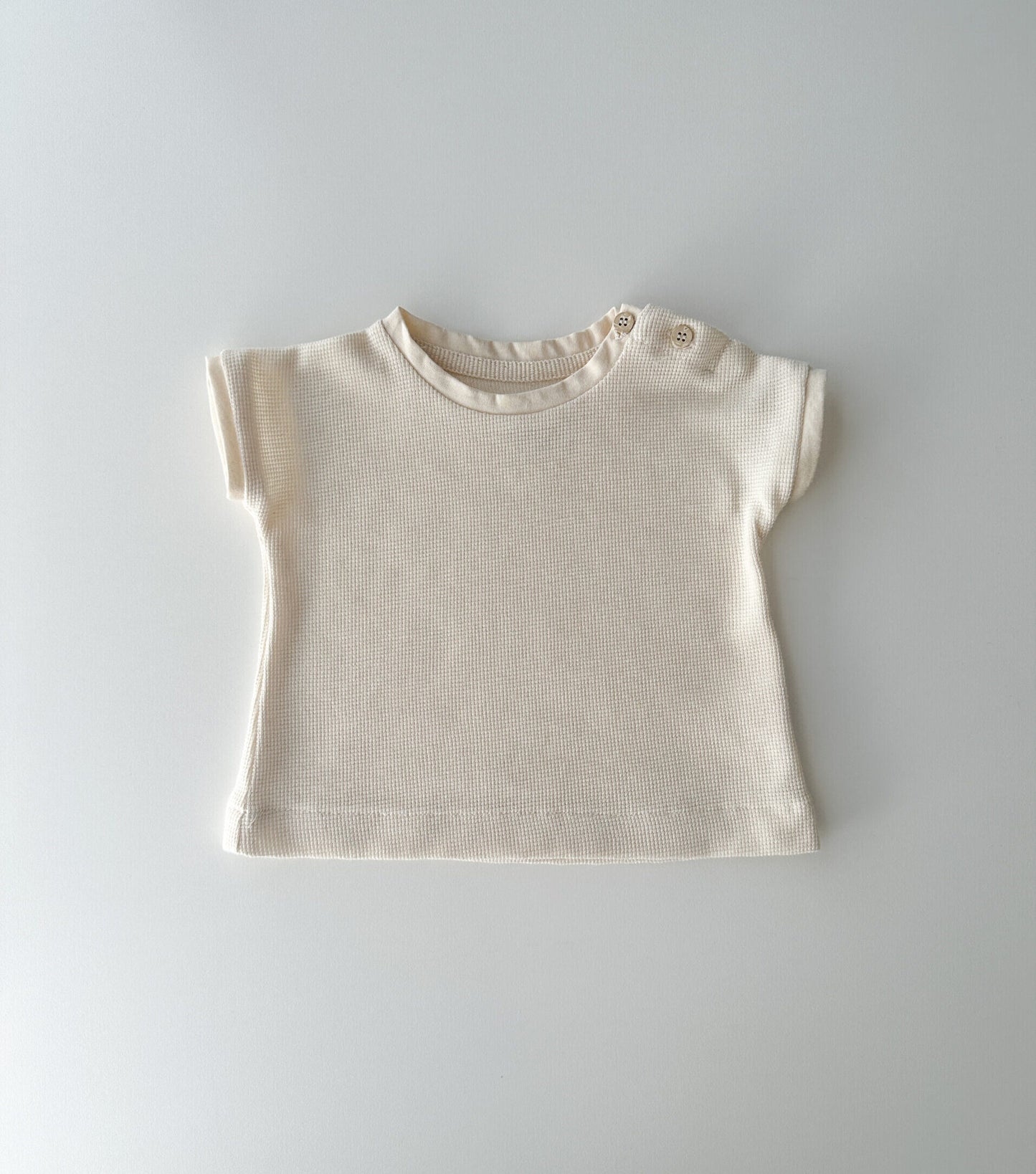 Camiseta en punto de algodón orgánico cuadrito | Lalín |Ecru