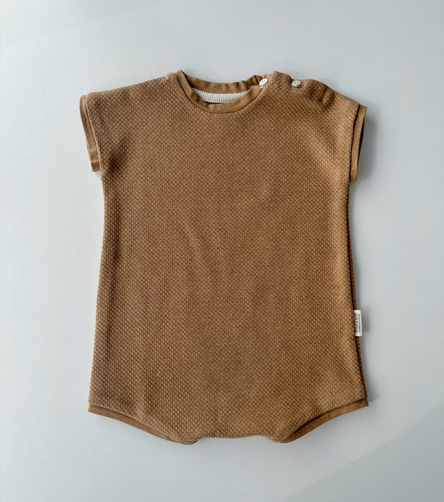Short romper en interlock 3D de algodón orgánico | Nimo |Marrón