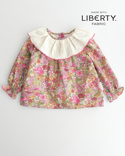 Baby ruffled collar blouse | Hazelnut | Flowers