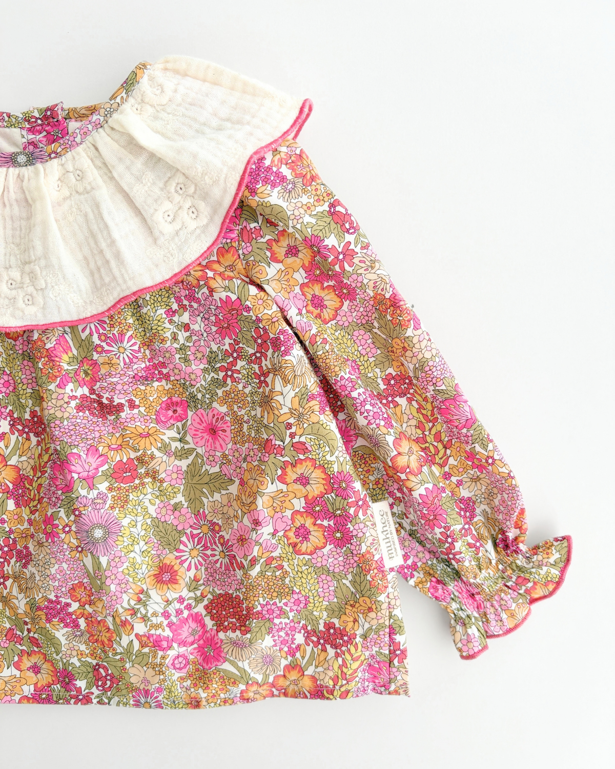 Baby ruffled collar blouse | Hazelnut | Flowers