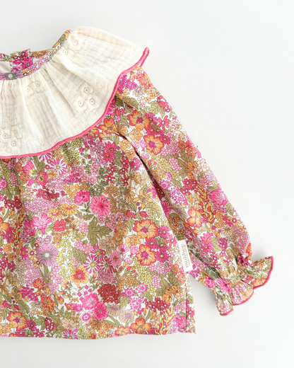 Baby ruffled collar blouse | Hazelnut | Flowers