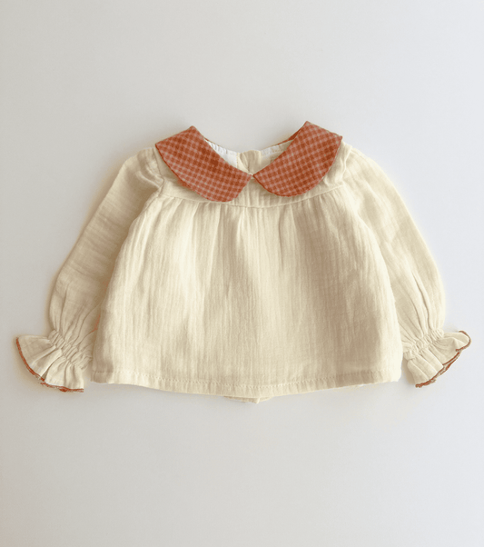 Blouse with gathers | Santillana | Stripes and Flowers