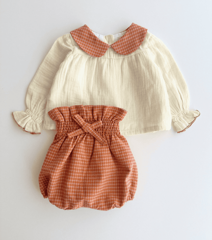 Blouse with gathers | Santillana | Stripes and Flowers