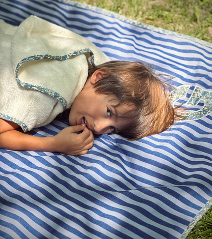 Toalla de Playa Personalizable | Marea | Rayas azul