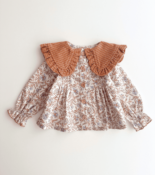 Blouse with gathers | Santillana | Stripes and Flowers