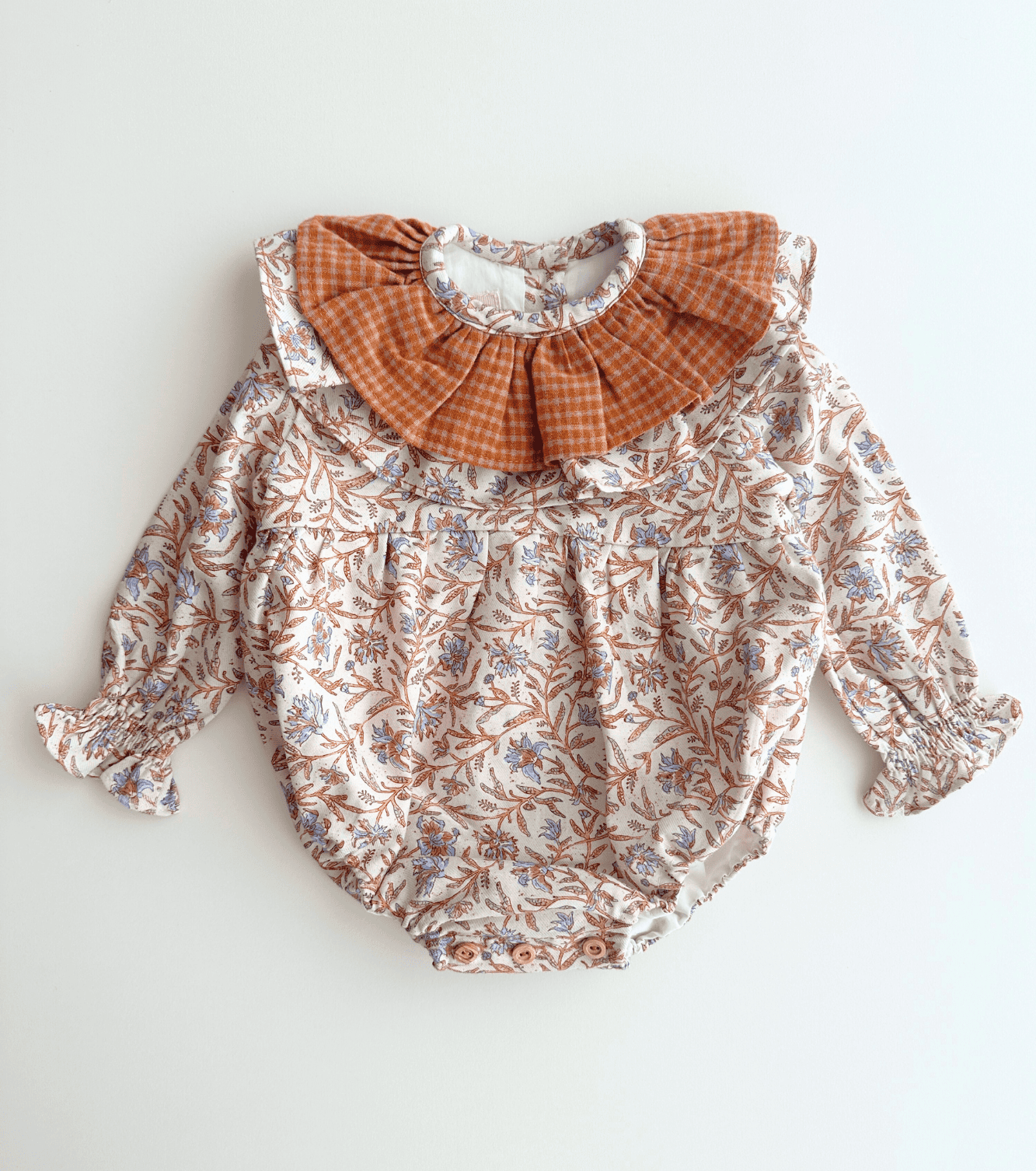 Organic cotton viyela romper | Blueberries | Marino Ecru