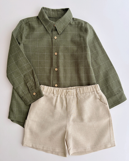 Chemise à carreaux | Noisette | Carreaux verts