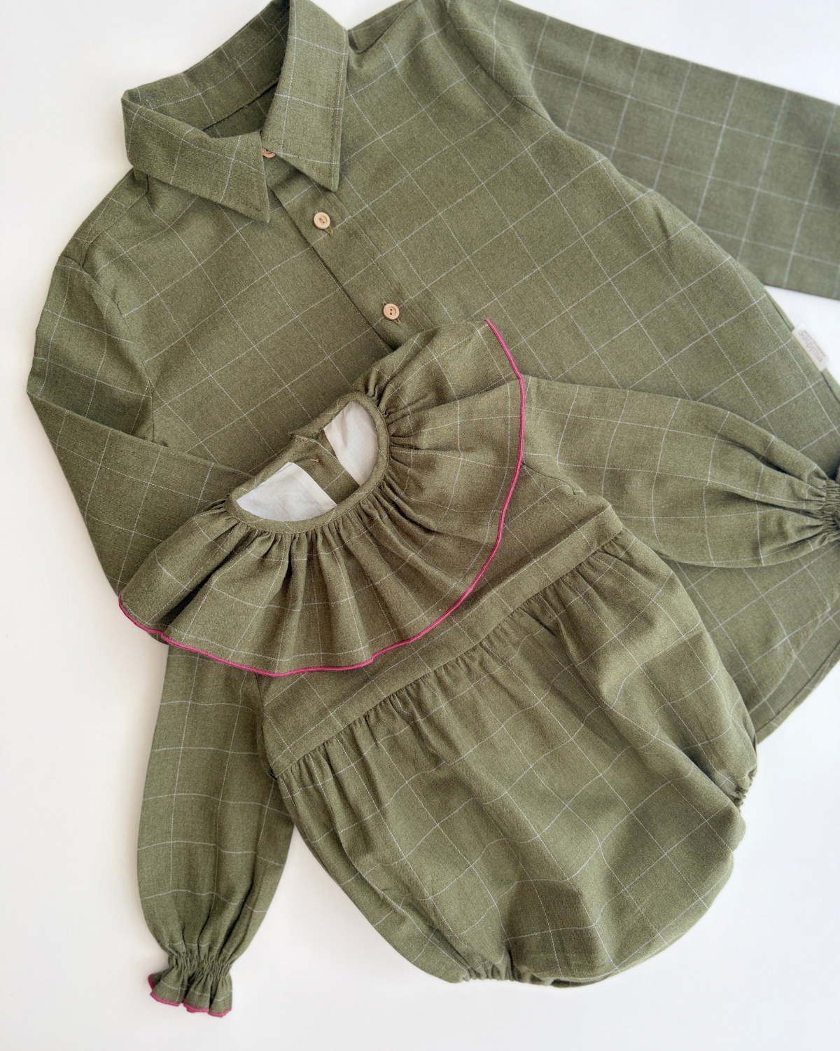 Chemise à carreaux | Noisette | Carreaux verts