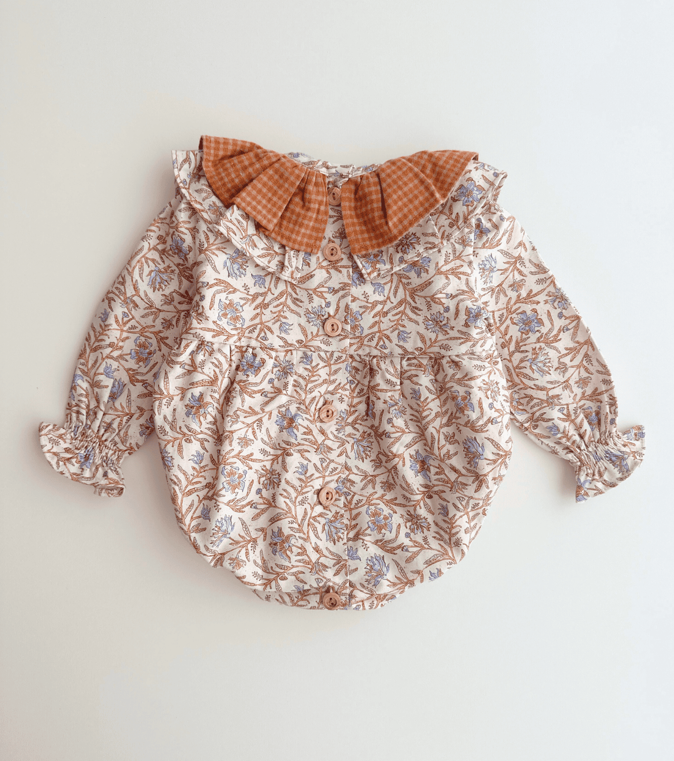 Organic cotton viyela romper | Blueberries | Marino Ecru
