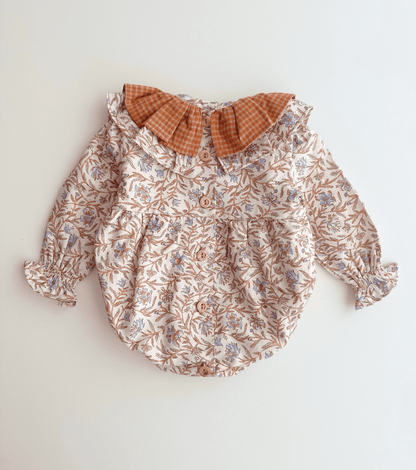 Organic cotton viyela romper | Blueberries | Marino Ecru