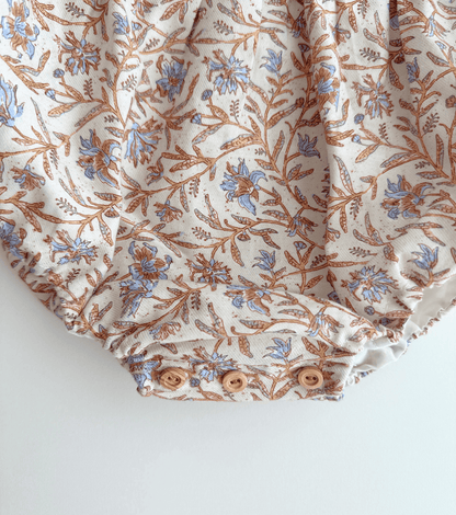 Organic cotton viyela romper | Blueberries | Marino Ecru