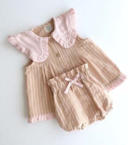 Organic cotton gingham romper | Cinnamon | Cinnamon Vichy