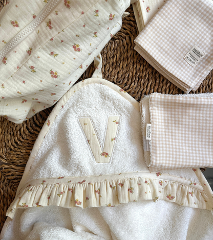 Neceser de algodón orgánico | Bruma | Mini flores rosas