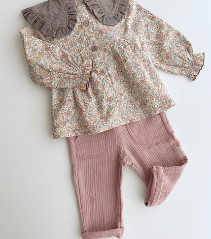 Blusa jaretas | Savia | Flores y Rayas Burdeos