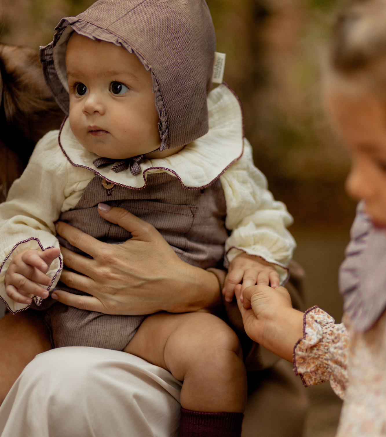 Blusa volantes bebé | Savia | Ecru Burdeos