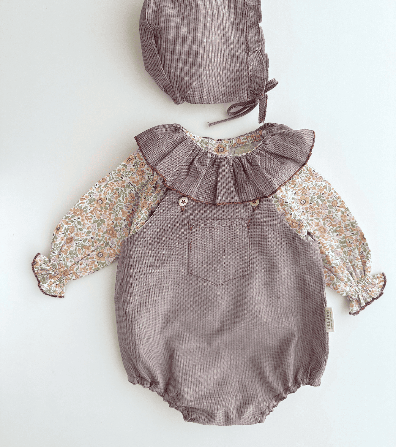 Blusa volantes bebé | Savia | Flores y Rayas Burdeos