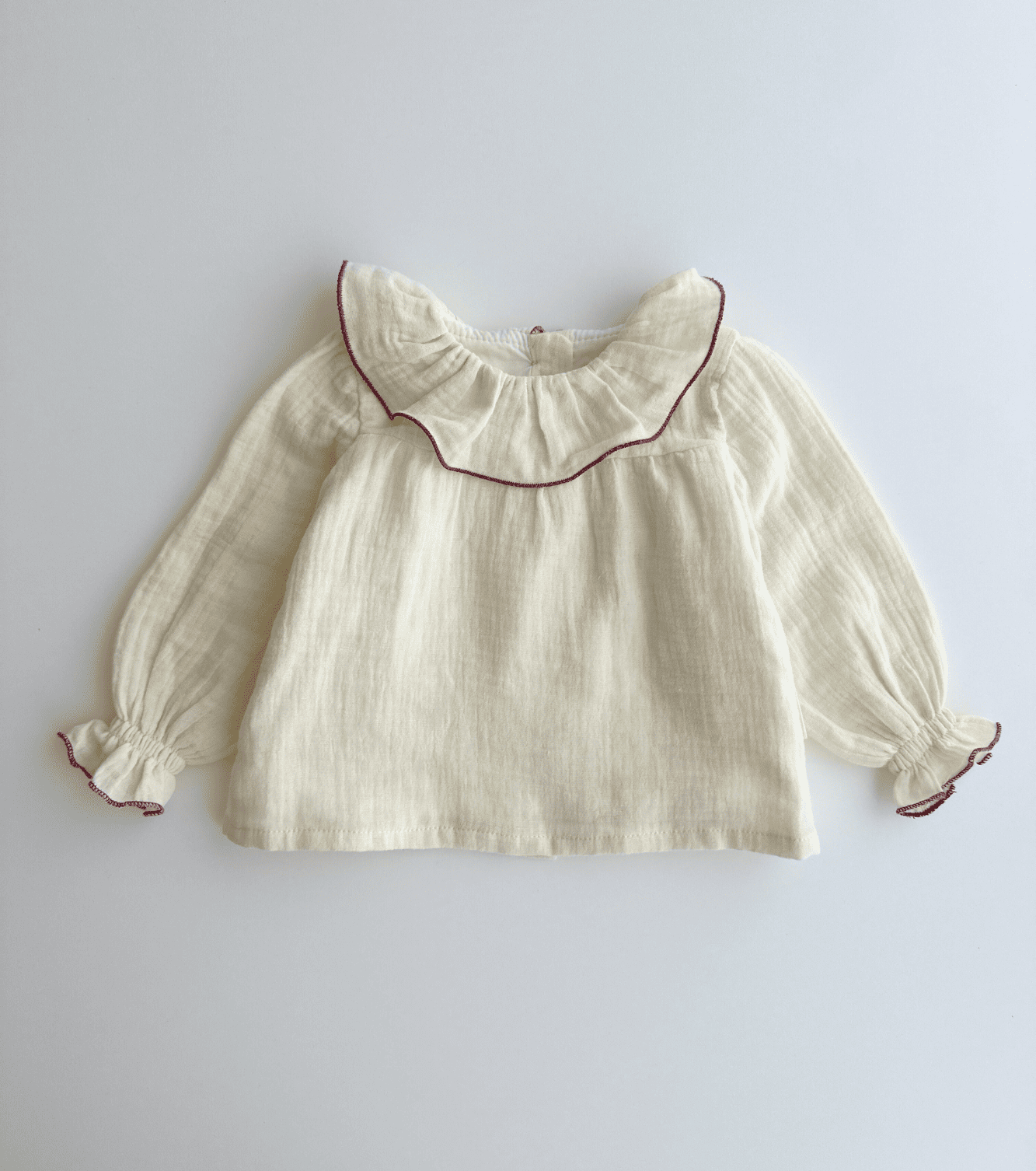 Blusa volantes bebé | Savia | Ecru Burdeos