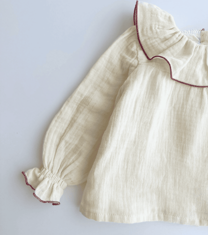 Blusa volantes bebé | Savia | Ecru Burdeos