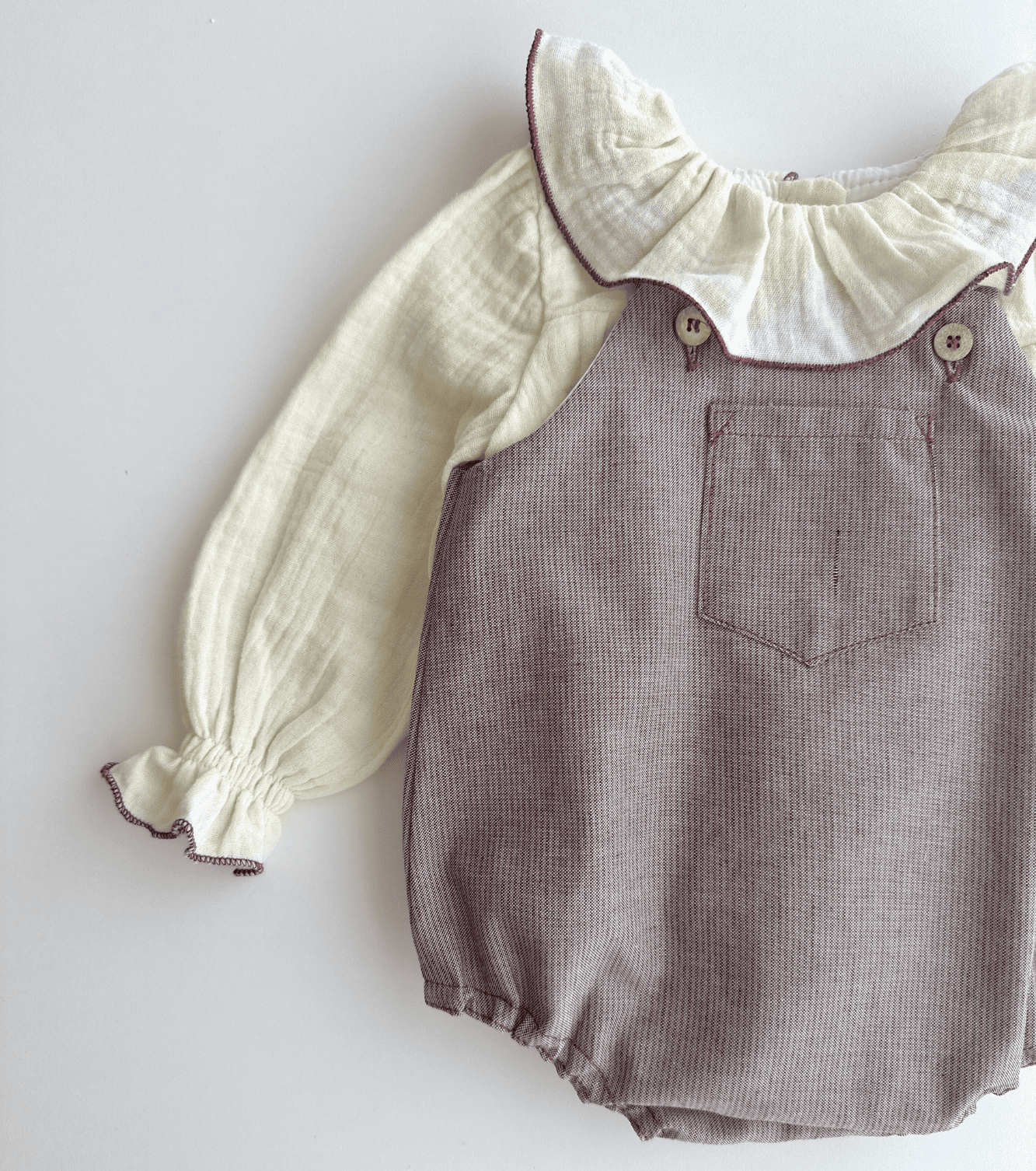 Blusa volantes bebé | Savia | Ecru Burdeos