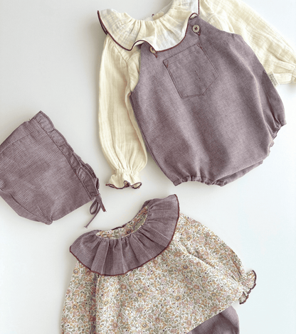 Blusa volantes bebé | Savia | Ecru Burdeos