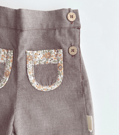 Pantalón volantes | Savia | Flores y Rayas Burdeos