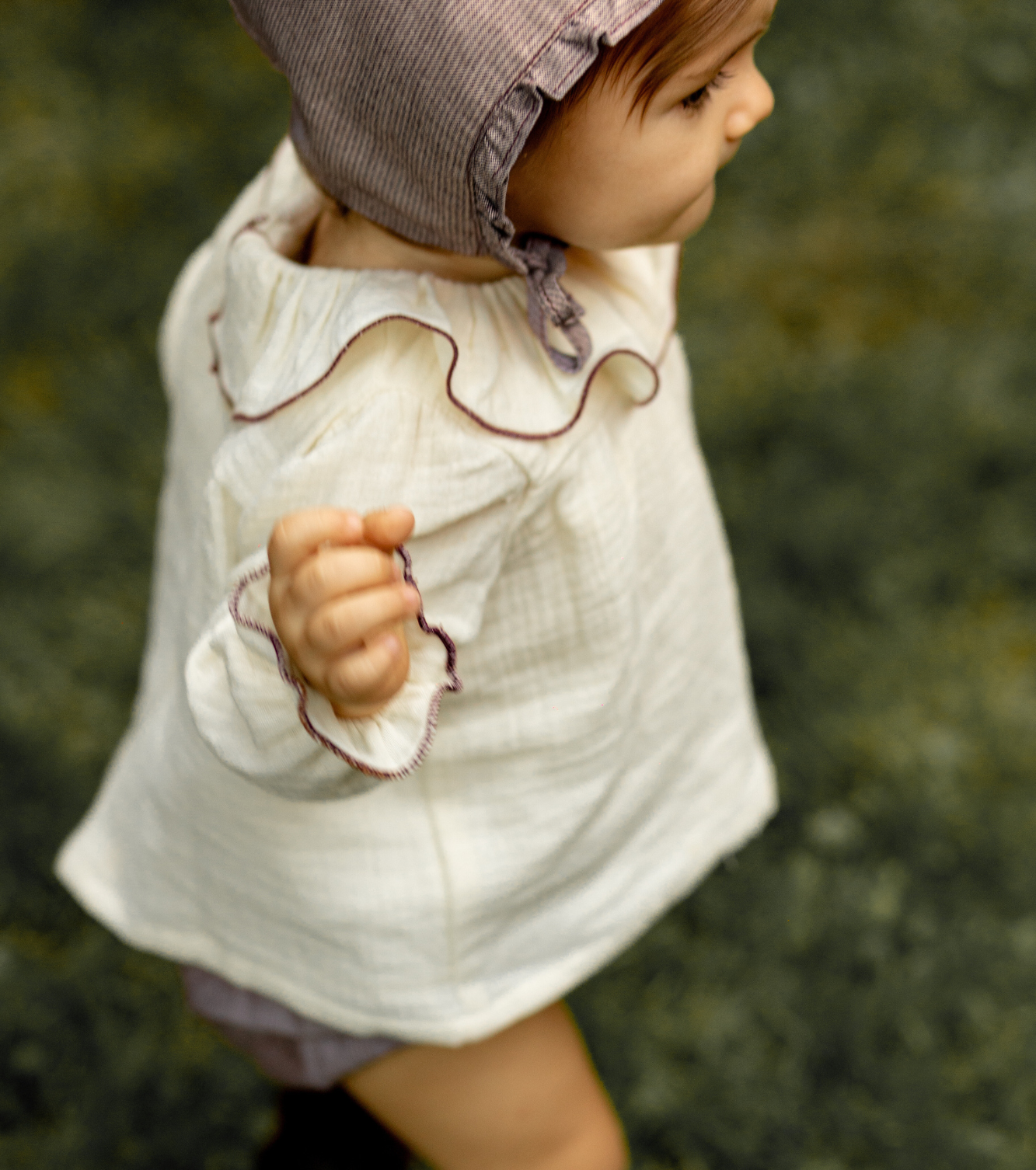 Blusa volantes bebé | Savia | Ecru Burdeos