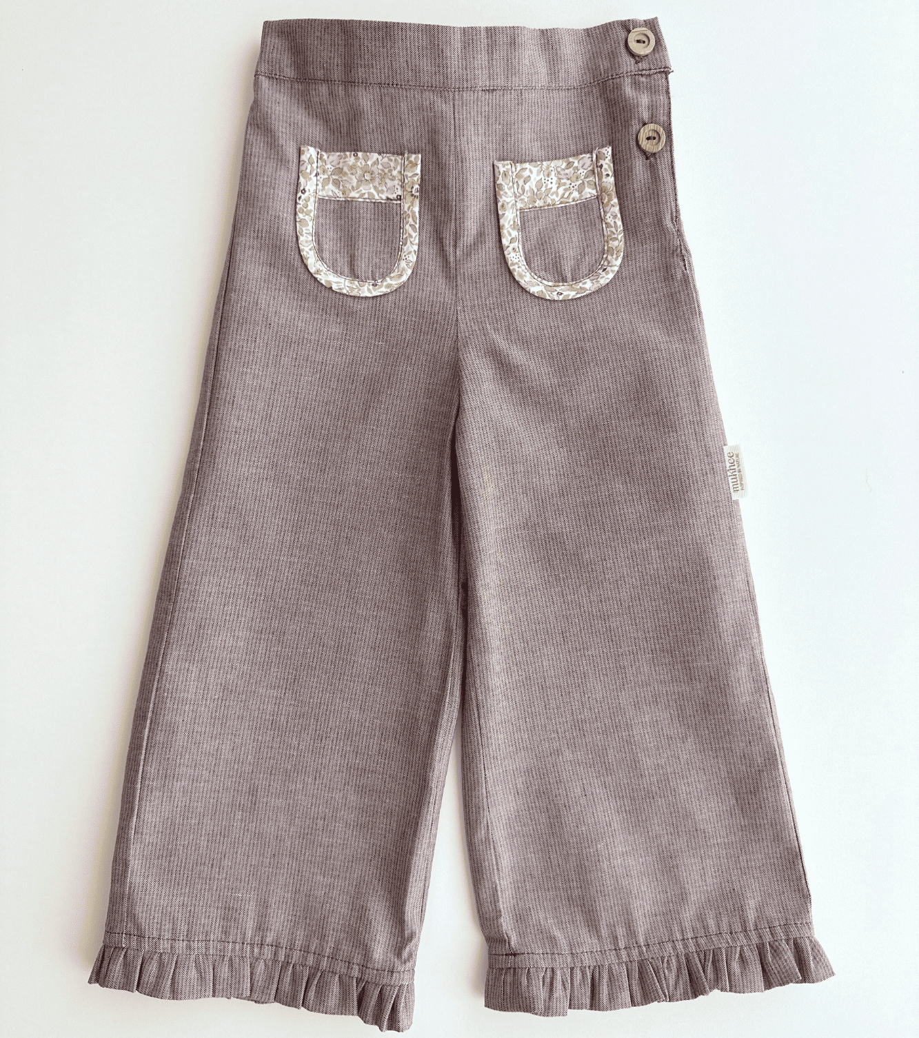 Pantalón volantes | Savia | Flores y Rayas Burdeos