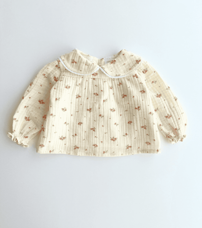 Conjunto blusa y culetín | Bruma | Mini flores rosas