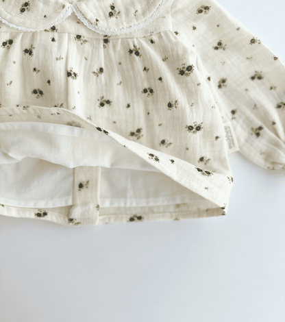 Conjunto blusa y culetín | Bruma | Mini flor ceniza