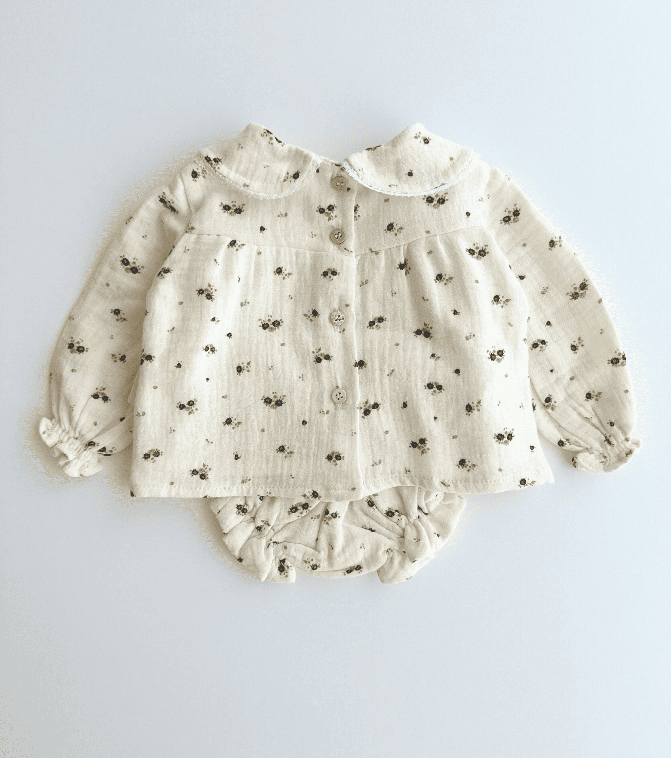 Conjunto blusa y culetín | Bruma | Mini flor ceniza